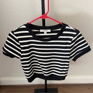 Black and White Striped Crop Top